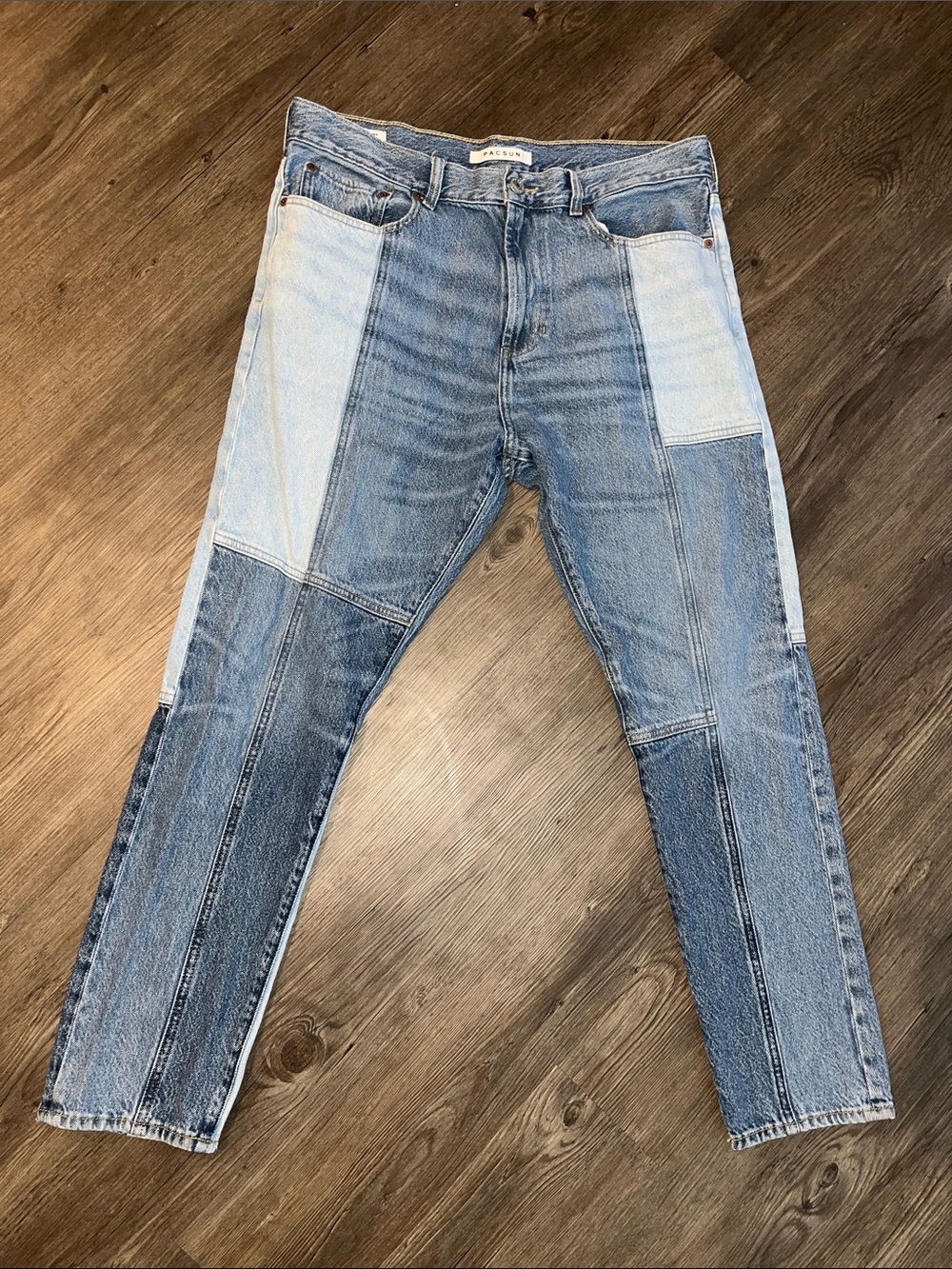 PACSUN Patchwork Slim Taper Jeans